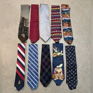 Lot Of 10 Neck Ties Men's J. Garcia Trump Disney Vineyard Vines And More